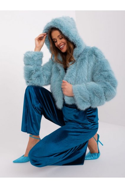 Krátký kožešinový kabát Wool Fashion Italia mátový