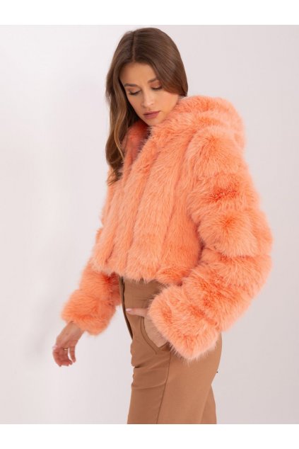 Krátký kožešinový kabát Wool Fashion Italia oranžový