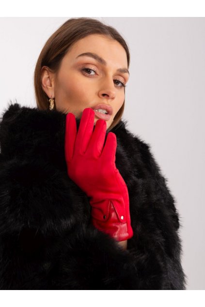 Elegantní rukavice Wool Fashion Italia světle červené