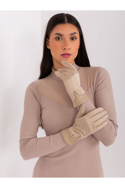 Elegantní rukavice Wool Fashion Italia béžové