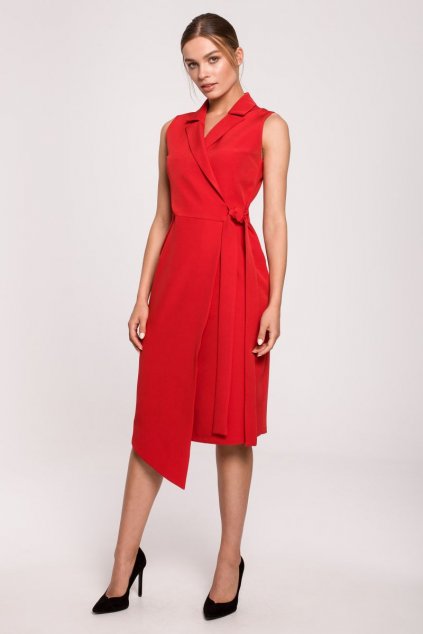 Elegantní zavinovací šaty Style S275 červené