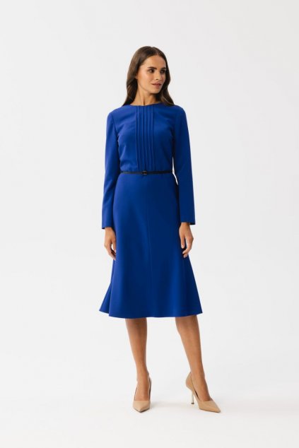 Elegantní šaty se zvonovou sukní Style S347 modré