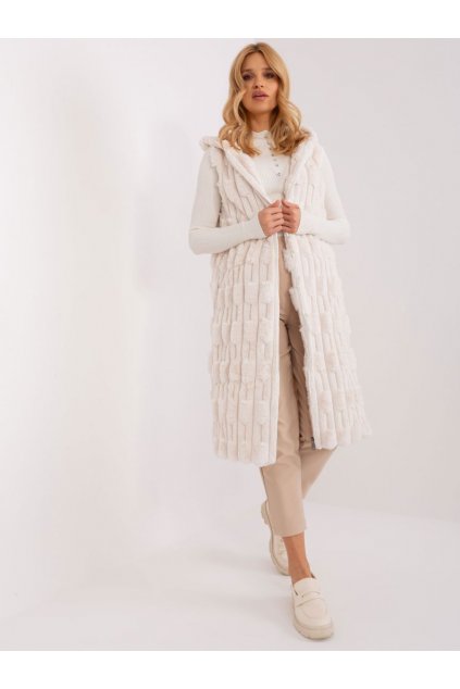 Dlouhá kožešinová vesta Wool Fashion Italia smetanová
