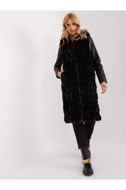 Dlouhá kožešinová vesta Wool Fashion Italia černá