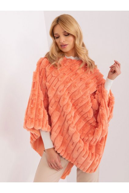 Pončo z umělé kožešiny Wool Fashion Italia oranžové