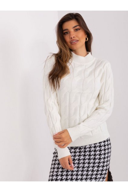 Jemný svetr s copánky Wool Fashion Italia bílý