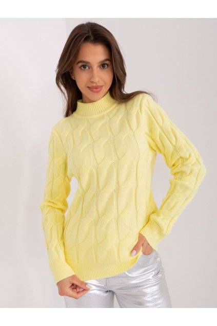 Jemný svetr s copánky Wool Fashion Italia žlutý