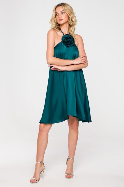 Rozevláté společenské šaty Makover K154 zelené