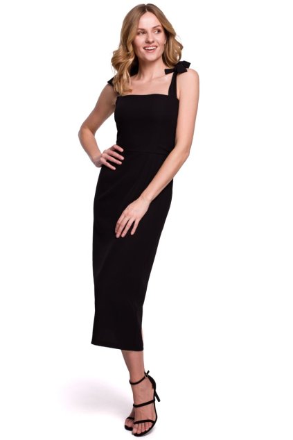 Pouzdrové šaty na ramínka Makover K046 černé
