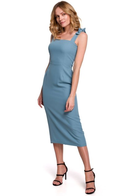 Pouzdrové šaty na ramínka Makover K046 modré