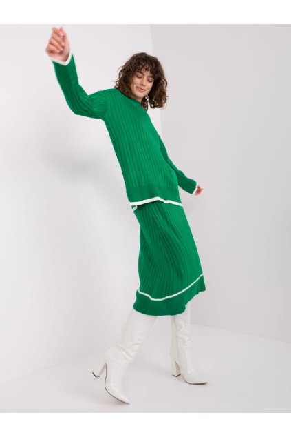 Pletená souprava svetru a sukně Badu zelená