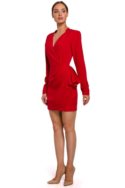 Elegantní zavinovací šaty MOE M531 červené