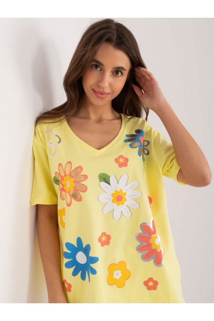 Tričko s květy Fancy žluté
