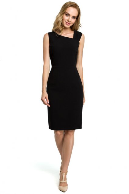 Elegantní pouzdrové šaty MOE M397 černé