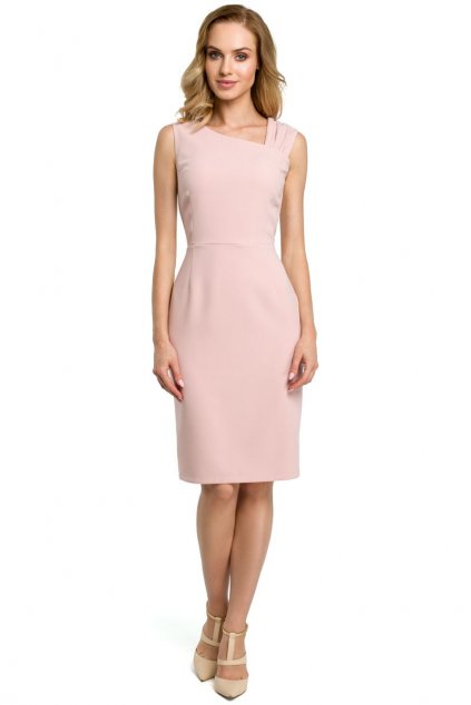 Elegantní pouzdrové šaty MOE M397 růžové