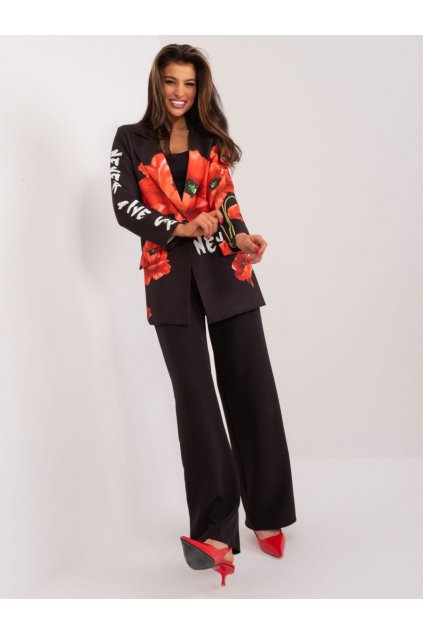 Sako s makovými květy Italy Fashion černé
