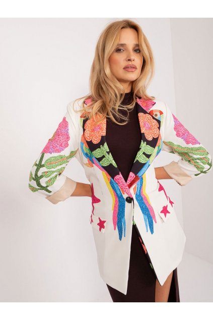 Sako s výraznými květy Italy Fashion smetanové