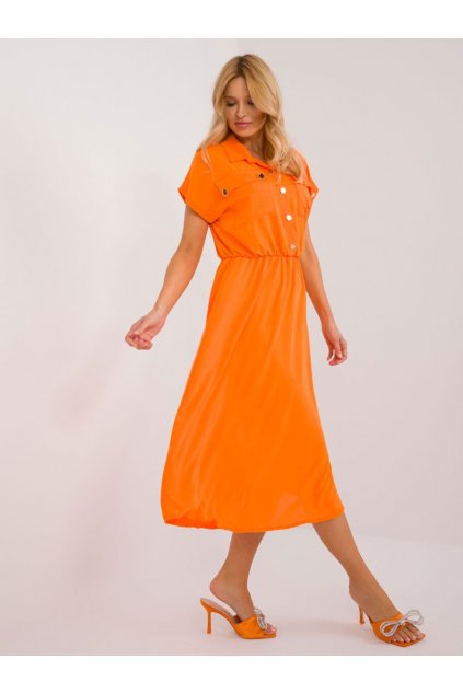 Elegantní denní šaty Italy Fashion oranžové