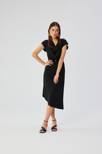 Elegantní asymetrické šaty Style S362 černé