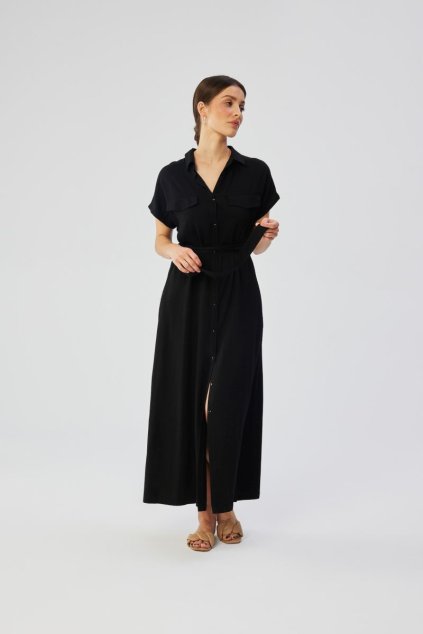 S36Elegantní košilové šaty Style S364 černé