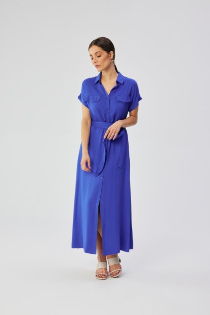 Elegantní košilové šaty Style S364 modré