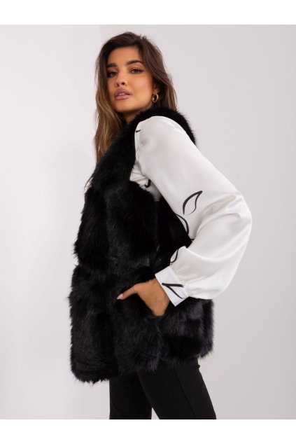 Kožešinová vesta Wool Fashion Italy černá