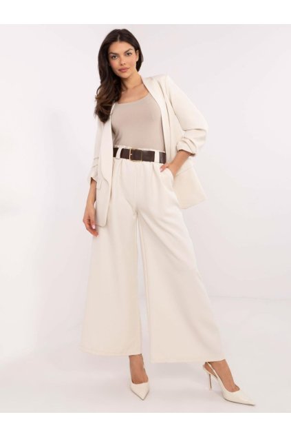Elegantní jarní kalhoty s páskem Italy Fashion béžové