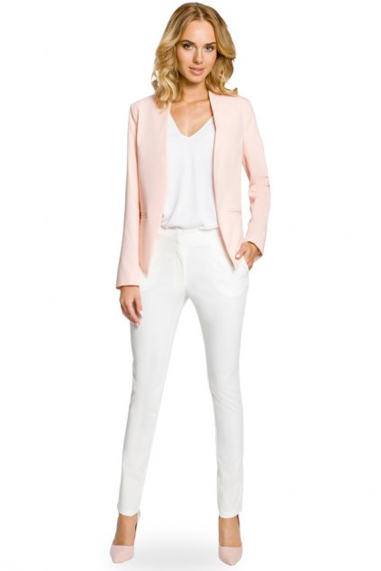 Elegantní dámské sako MOE 031 růžové zepředu