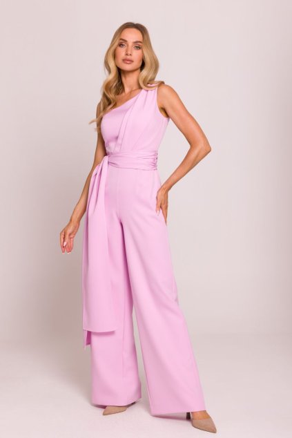 Elegantní společenský overal MOE M845 růžový