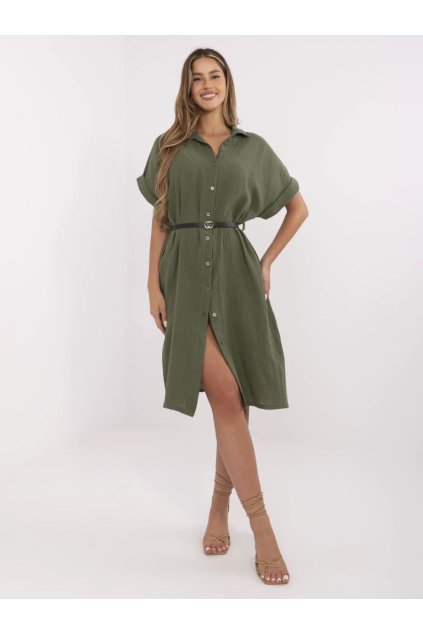Letní košilové šaty Italy Fashion khaki