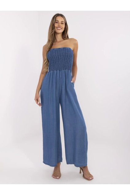 Letní overal bez ramínek Italy Fashion modrý