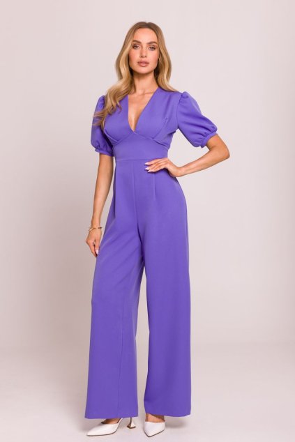 Elegantní společenský overal MOE M852 světle fialový