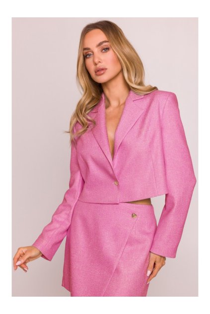 Elegantní krátké sako MOE M853 fuchsiové