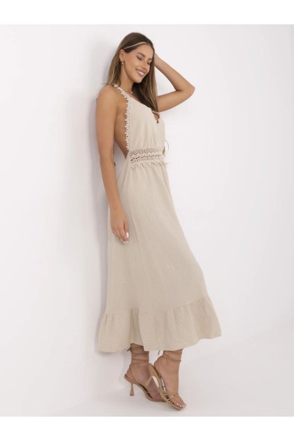 Mušelínové letní šaty Italy Fashion béžové