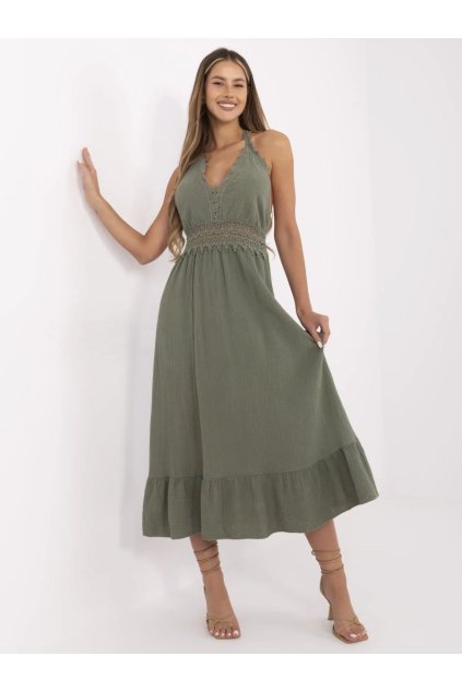 Mušelínové letní šaty Italy Fashion khaki
