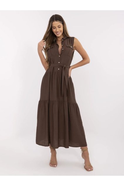 Letní šaty s propínacím topem Italy Fashion hnědé