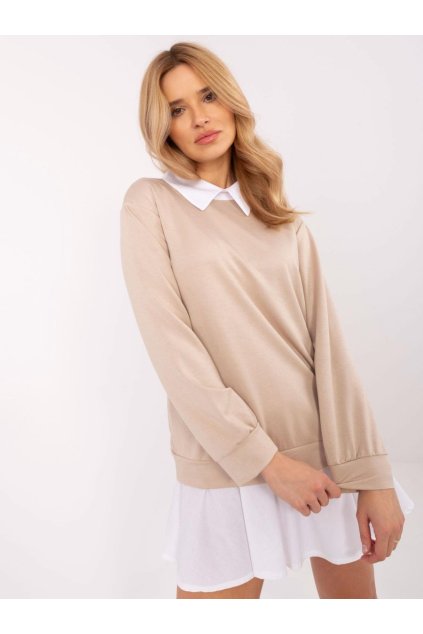 Dámská mikina se všitou košilí Italy Fashion béžová