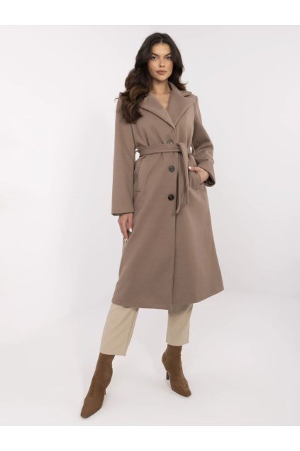 Elegantní zimní kabát Italy fashion tmavě béžový