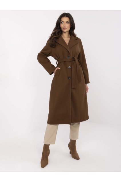 Elegantní zimní kabát Italy fashion hnědý
