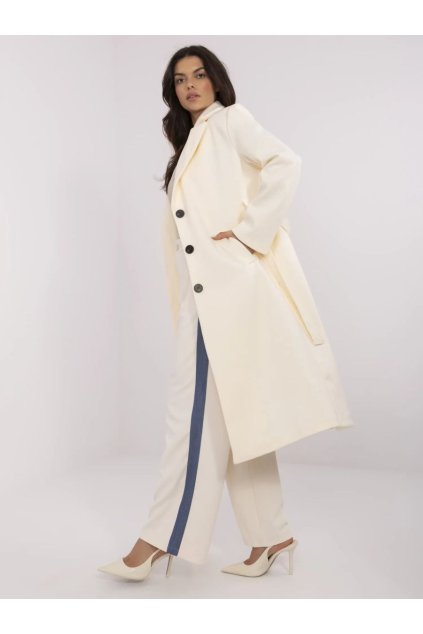 Elegantní zimní kabát Italy fashion smetanový