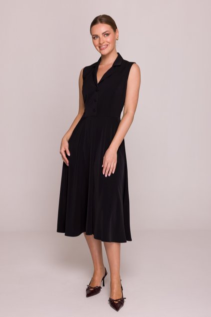 Elegantní šaty s propínacím topem Stylove S409 černé