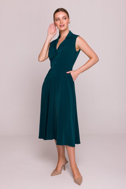 Elegantní šaty s propínacím topem Stylove S409 zelené