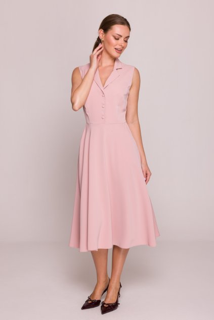 Elegantní šaty s propínacím topem Stylove S409 růžové