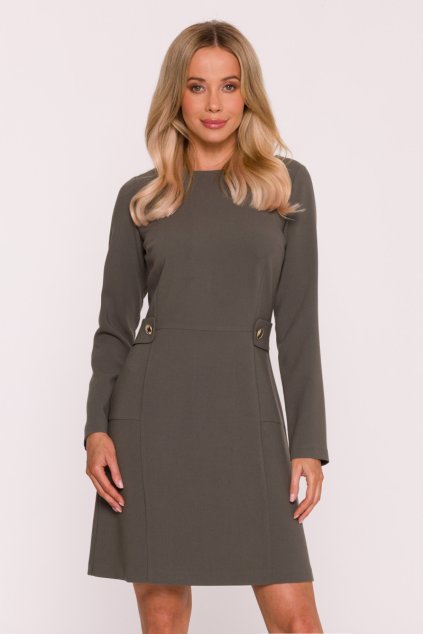 Elegantní minišaty Stylove S419 khaki