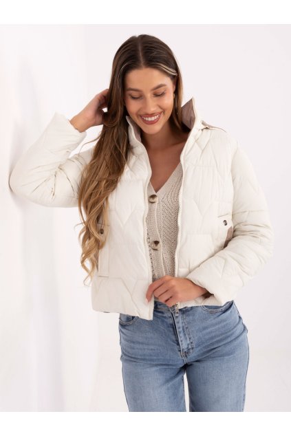 Krátká ozdobně prošívaná bunda Snow Moda smetanová