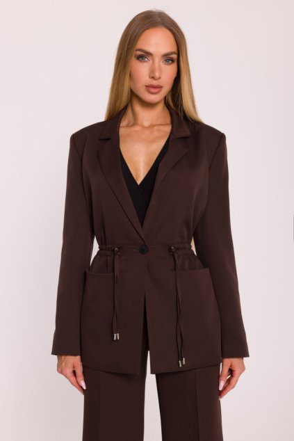 Elegantní sako se šňůrkami MOE M873 hnědé
