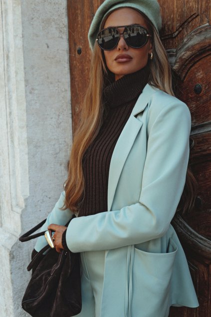 Elegantní sako se šňůrkami MOE M873 mátové