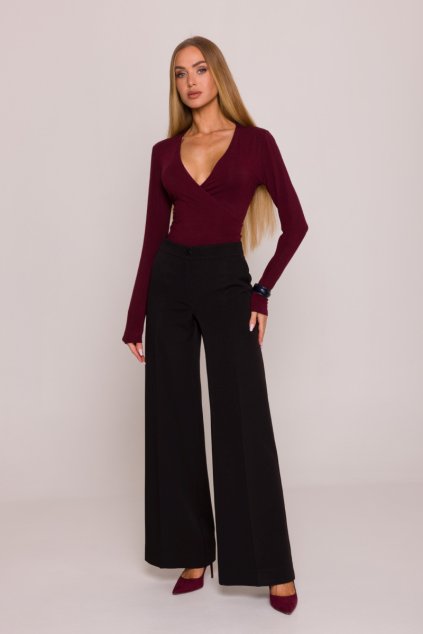 Dámské široké společenské kalhoty MOE M875 černé