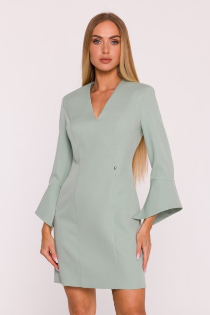 Elegantní minišaty s širokými manžetami MOE M876 mátové