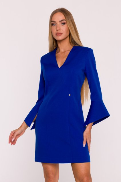 Elegantní minišaty s širokými manžetami MOE M876 královsky modré